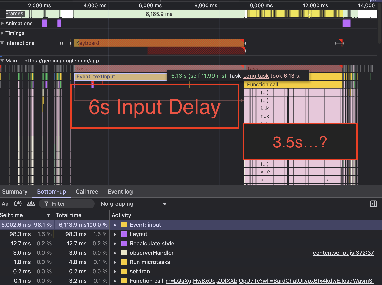 very slow google input handling