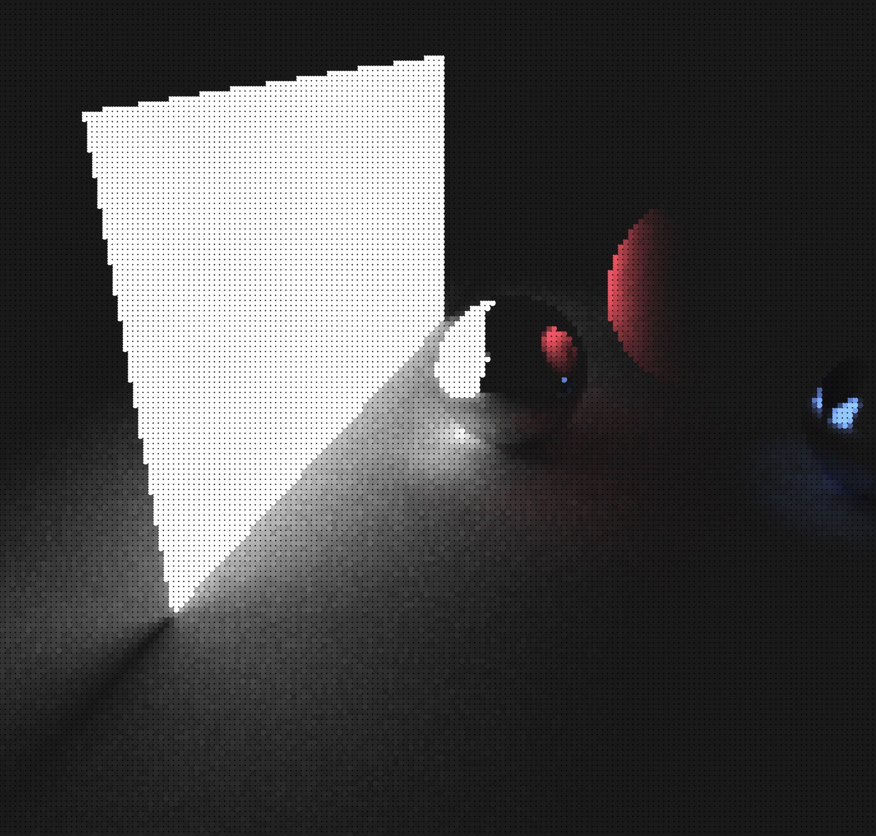 render of square light with a few spheres