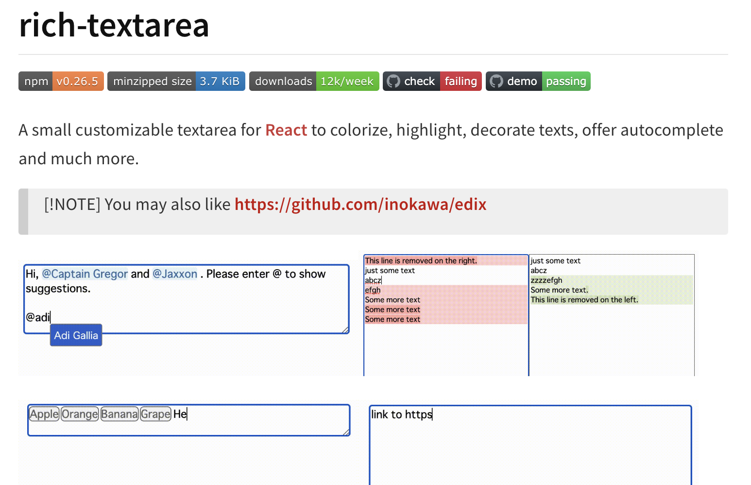 image of oss npm package richtextarea