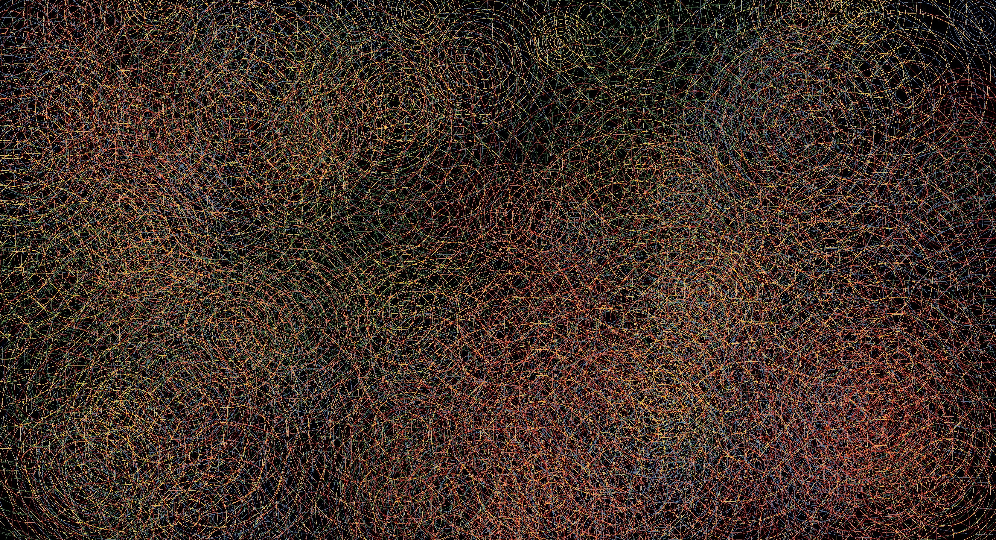 a render of large thin colorful spiral patterns